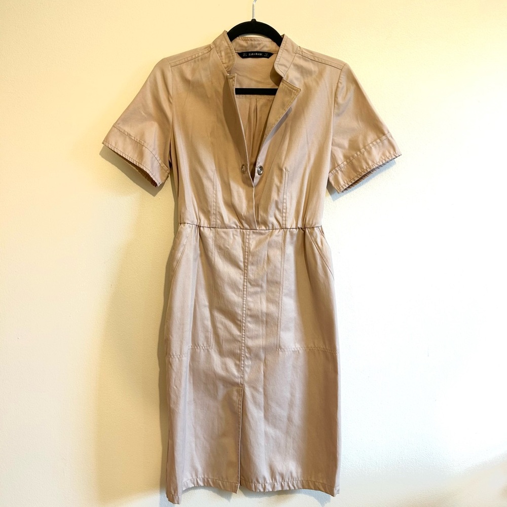 Zara tan color dress with button